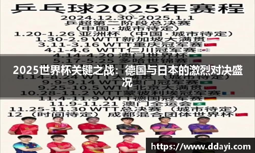 2025世界杯关键之战：德国与日本的激烈对决盛况